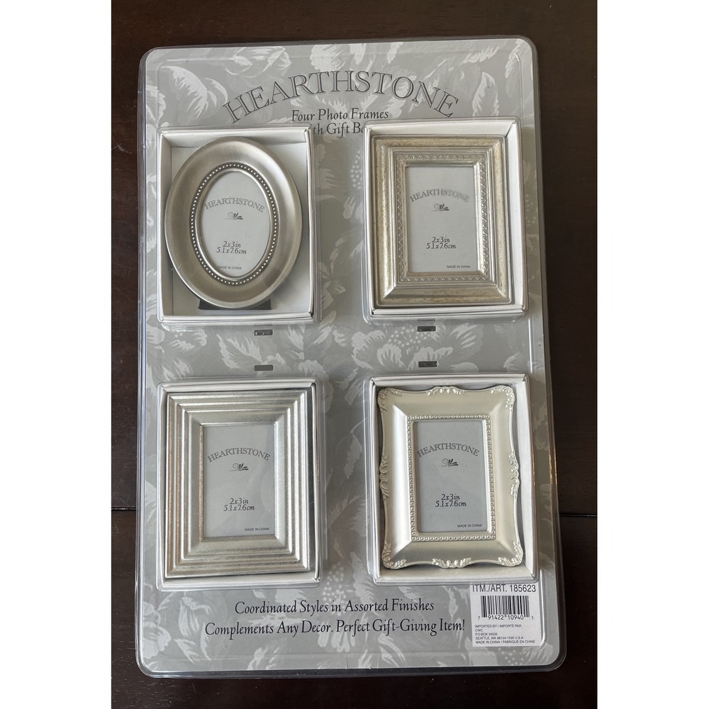 Vintage SEALED PACK OF 4 HEARTHSTONE 2X3" Opening  Photo Frames with GIFT BOXES